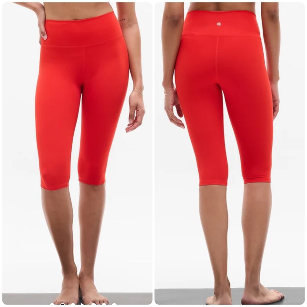 NEW Size Large Athleta Transcend High Rise Rib Crop Cardinal Red Legging